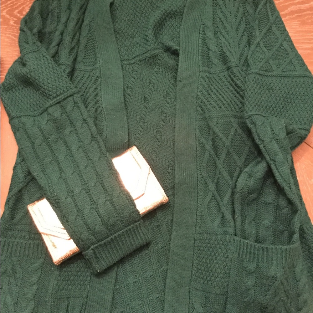 Faded Glory Green Open Cardi